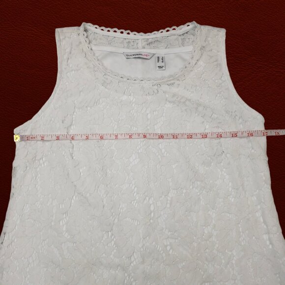 Isaac Mizrahi Live! White Floral Lace Loft Petite Sleeveless Tank Top Blouse S/M - Picture 10 of 12
